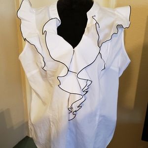 Sleeveless white blouse